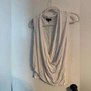 STATE Elegant White Draped Blouse